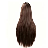 Gairyan Perücke Dunkelbraun Lang Glatt Anime Cosplay Braun Perücke Damen, 75cm Brown Wig für Frauen Mädchen Hitzebeständig Synthetische Gerade Perücken Halloween für Karneval Kostüm Party Tägliche – Ansicht 4
