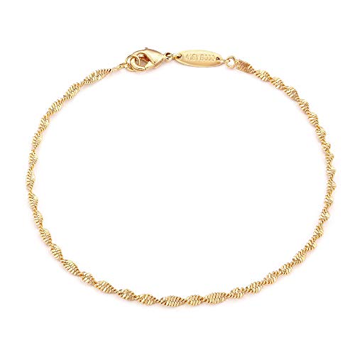 MEVECCO Gold Rope Chain Bracelets,14K Gold Plated Handmade Cute Thin Dainty Bracelet for Women - Main Image