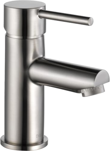 Image of Delta Faucet Modern Single Hole Bathroom Faucet Brushed Nickel, Single Handle Bathroom Faucet, Drain Assembly, Stainless 559LF-SSPP