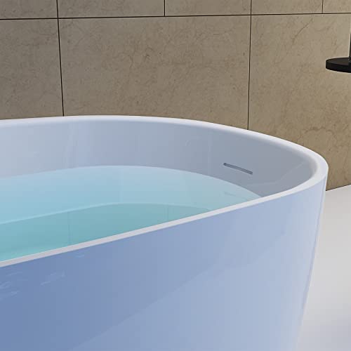 Image of 59 inch Acrylic Freestanding Bathtub, Single Slipper Free Standing Tub, Soaking Tub with Integrated Slotted Overflow, Toe-Tap Chrome Drain, cUPC Certified, Glossy White