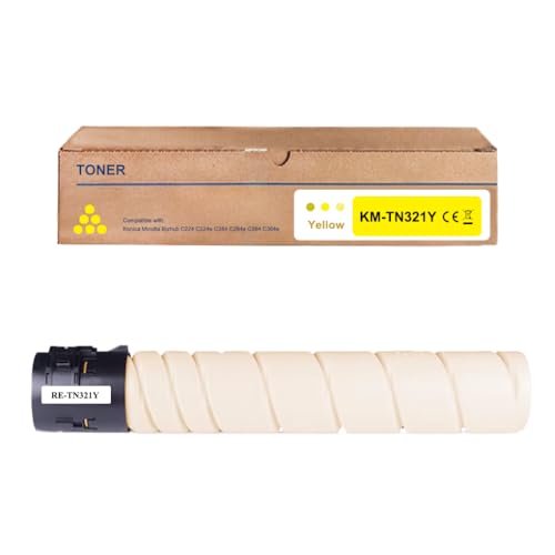 Amla Tóner A33K250 Compatible con Konica Minolta TN321Y Tóner Konica Minolta TN 321 Amarillo TN321 Y Tóner TN 321 Tóner para Konica Minolta Bizhub C224 Bizhub C224e C284 C284e C364 C364e