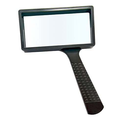 HYRZD Lupa rectangular de mano – 4 aumentos, 100 x 50 mm, lente de cristal de alta definición, lupa portátil, sin distorsión, adecuado para leer, personas mayores, ayuda perfecta de baja visión