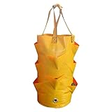 Cabilock Erdbeer Wachsen Taschen Filz Stoff Gärten Hängen Pflanzer Wachsen Tasche mit Griffen Wand Pflanzer Beutel Kräuter Pflanze Wanne für Nackte Wurzel Pflanzen Blumen 3 Gallonen Gelb