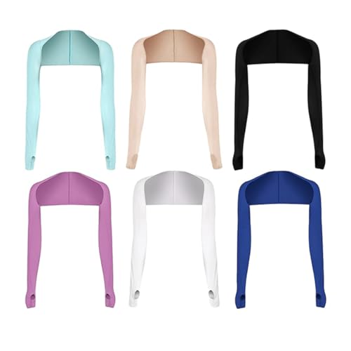 Pineeseatile Maniche per coprire le braccia 6 pezzi Manicotti di raffreddamento anti-UV Braccio di raffreddamento di colore diverso con foro per il dito per attività all'aperto