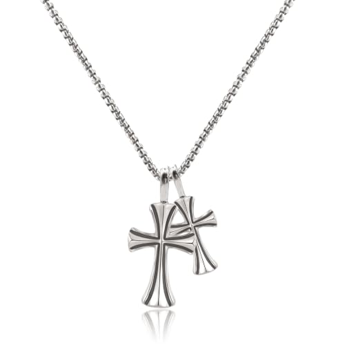 SHINYY Cross Necklace Double Silver