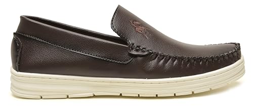 Mocassim Dockside Clássico Masculino Polo London Club, Loafer em Couro ECO Confort (Marrom, BR, Adul