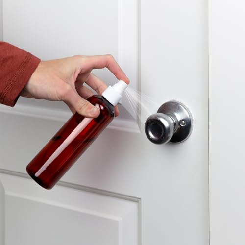 Cornucopia 8oz Amber Brown PLASTIC Spray Bottles with White Fine Mist Atomizers (6-Pack); Brown Plastic Spritzer Bottles3