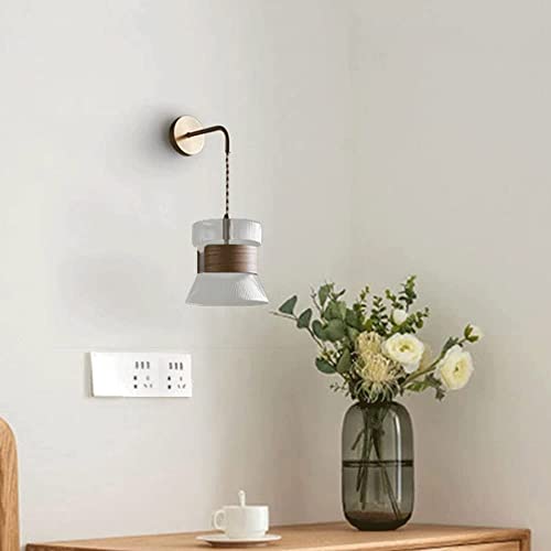 Lámpara de pared de alambre colgante ajustable E27 de madera y metal 4