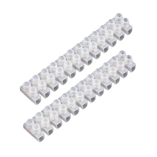2 PCS 30A Electrical Connector, 30 Amp 12 Way Terminal Block, Dual Row Electric Connectors for Wiring, Electric Wire Chocolate Chock Blocks Connecting for Wiring Cable