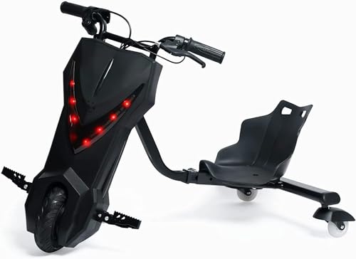 Triciclo de deriva eléctrico, scooter de 360 grados, motor eléctrico de 250 W, 3 niveles de velocidad, Go Kart eléctrico...