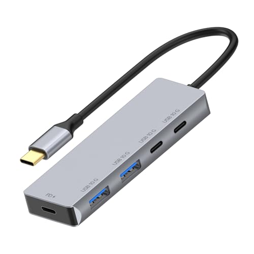 Hubs USB C en aluminium 4 ports 10 Gbit/s Transfert de données rapide PD100W Chargement pour ordinateur portable Tablettes Hubs USB C en aluminium