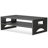 Pholiten Monitor Stand Riser, Desktop Stand, Computer Stand, Ergonomic Design, Two-Level Design, Desktop Organization, Keyboard Smartphone Storage, Printer Stand, Display Stand, 16.5 x 9.3 x 5.6