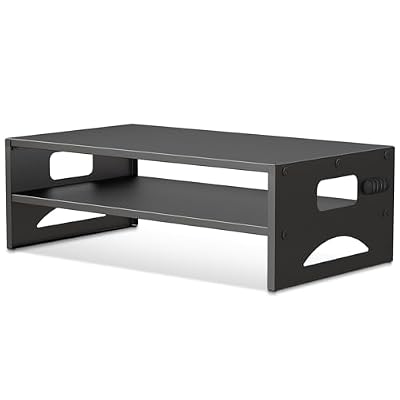 Pholiten Monitor Stand Riser, Desktop Stand, Computer Stand, Ergonomic Design, Two-Level Design, Desktop Organization, Keyboard Smartphone Storage, Printer Stand, Display Stand, 16.5 x 9.3 x 5.6