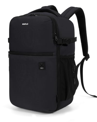 ECOHUB Mochila Viaje Cabina Avion 40x20x25, Equipaje de Mano Mochila 40x30x20, 10 bolsillos, bolsillo Antirrobo, para Ryanair, Vueling, Volotea, Resistente Agua Mochila Cabina Hombre 20L-Negro ECOHUB Mochila Viaje Cabina Avion 40x20x25, Equipaje de Mano Mochila 40x30x20, 10 bolsillos, bolsillo Antirrobo, para Ryanair, Vueling, Volotea, Resistente Agua Mochila Cabina Hombre 20L-Negro