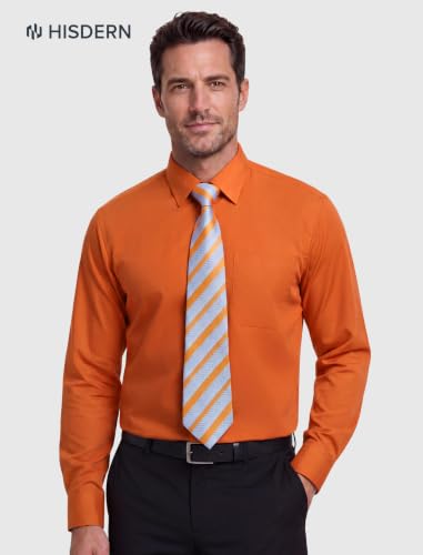 Image of HISDERN Mens Dress Shirt with Tie Pocket Square Set Classic Button Down Shirt Matching Tie Long Sleeve Shirts