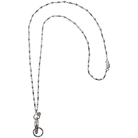 Hidden Hollow Beads Stainless Steel Chain Women's Lanyard, Strong Breakaway Clasp, Made in USA Teacher ID Badge Card Holder Keys Keyring Cover