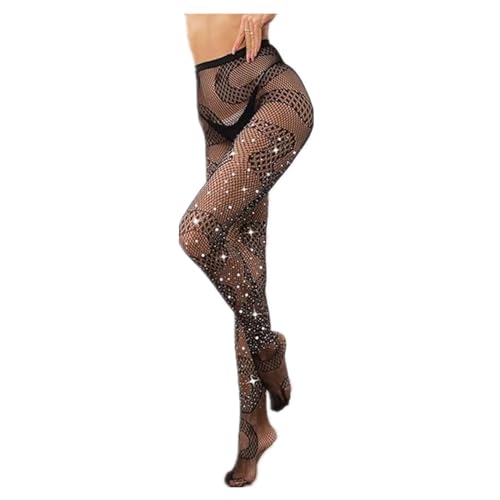 PPX Snake Fishnet Tights Rhinestone Fishnets SnakelikeTights S-shaped Fishnet Stockings (US Alpha One Size Regular Regular Sparkle Snake)