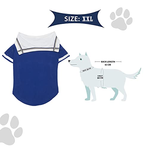 Image of Lulala Dog Shirt with Sea Lover Dog Shirt - Cotton Shirt for Dogs Summer Tshirt with Polo Collar Navy Captain Costume for Dogs (20Inch,Blue-White)