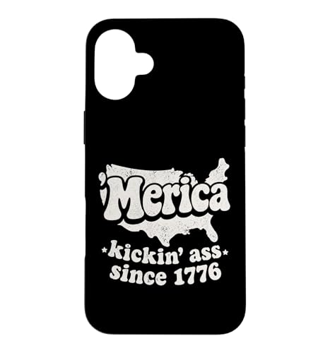 Funny USA Merica Kickin Ass Since 1776 7��4�� �n�}�A�[�g �X�}�z�P�[�X iPhone 16 Plus �p