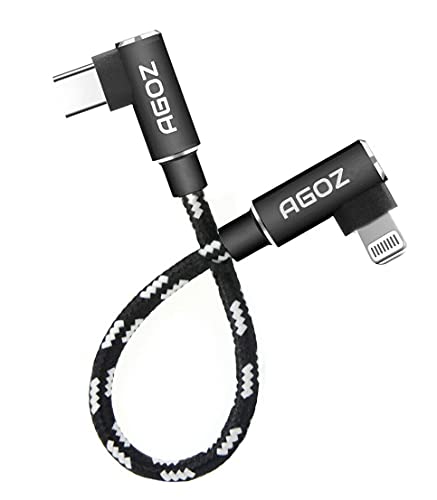 Agoz 6 Inch Apple MFI Certified Lightning to USB C Cable, 90Â° Right Angle FAST Charger Cord Compatible With iPhone 12 Pro max, iPhone 13, iPhone 11 PRO MAX,iPhone XS MAX,iPhone XR X,iPhone 8 7 6S 6 SE