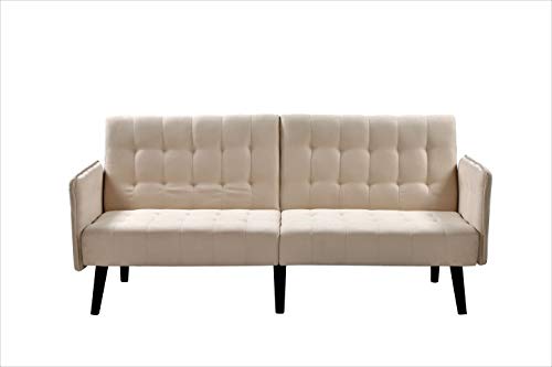 Container Furniture Direct Hashimoto Modern Upholstered Living Room Convertible Sofa Bed, 78", Beige