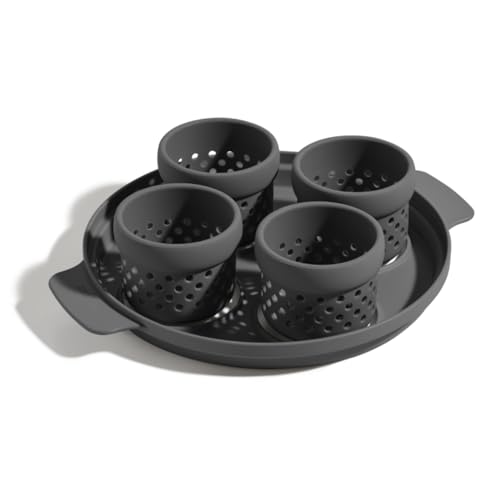 Our Place Silicone Egg Poacher Add-On - Easy-Use Poaching Set | Fail-Proof Water Bath Design | Includes Sturdy Nylon Platter & Perforated Cups | BPA-Free, Dishwasher Safe | Char