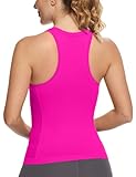 MathCat Workout Tops for Women Racerback Tank Tops Seamless Running Tank Tops Muscle Tank Sleeveless Gym Tops Yoga Athletic Shirts Hot Pink