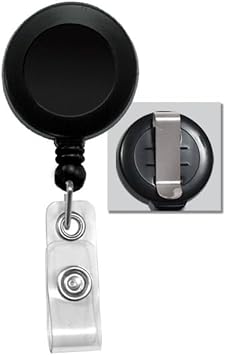 10 x Black Badge Reel with Clear Vinyl Strap & Belt Clip