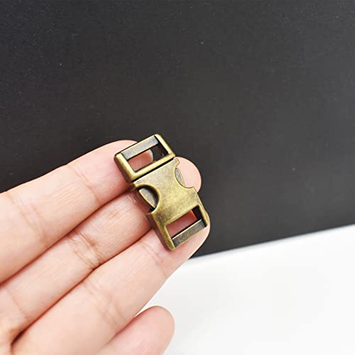 Bytiyar 10 Pcs 3/8 Inch Zinc Alloy Metal Buckle Side Release Buckles For 10Mm Nylon Strap Backpack Webbing Belt Dog Collars,Bronze #TOP6
