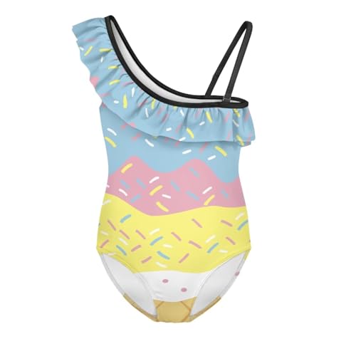 Image of Girls One Piece Bathing Suit,Slim-Fit Ruffle Strap Swimsuit with Adjustable Strap Quick Dry Summer Beach Swim Suit