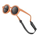VideMundi Baby Sunglasses with Strap Polarized Flexible UV400 for Infant Toddler Boys Girls Age 0-36 Months (Orange)