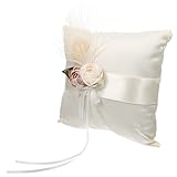 CLISPEED Satin Ringkissen zur Hochzeit Kleines Florales Ringhalter Kissen aus Weichem Satin Brautringkissen für Zeremonie und Schmuck