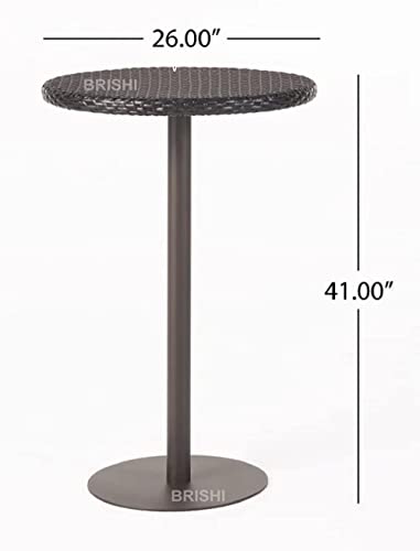 Image of BRISHI Outdoor Bar Set Garden Patio Bar Set 2 Chairs and 1 Table Set Balcony Bar Table with Stool Set (Brown)