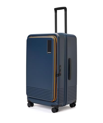 Image of MOKOBARA Access Trunk Luggage Expandable Trolley Bag-77cm(105L expands Upto 115L),Polycarbonate Hardshell,Flat-Top Opening,TSA Lock,8 Silent Wheels,for 15+ Day Trip,Blue &Yellow(Ocean Sunray)