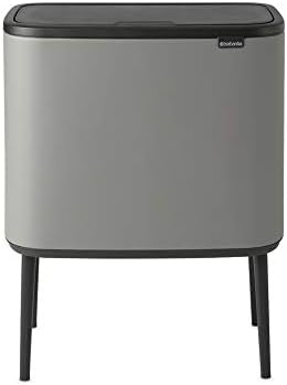 Brabantia Bo Touch Bin - 1 x 60 Litre Inner Bucket (Matt Steel Fingerprint Proof) Waste/Recycling Kitchen Bin with Removable Compartment + Bin Bags