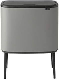 Brabantia Bo Touch Bin - 1 x 60 Litre Inner Bucket (Matt Steel Fingerprint Proof) Waste/Recycling Kitchen Bin with Removable Compartment + Bin Bags