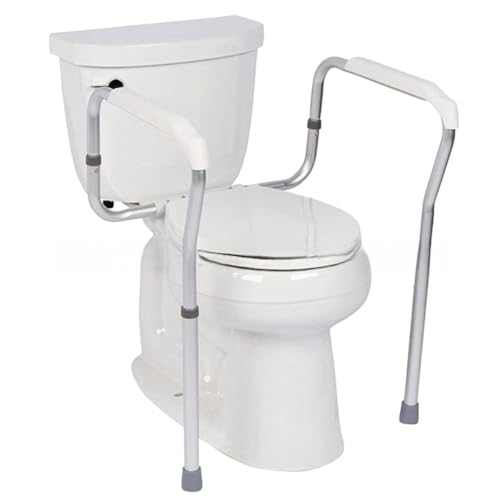 NIGOEトイレ手すり、 バスルームアシストバー、 調整可能 トイレスタンド、 防錆合金 滑り止め 120KGをサポート ツール不要のクイックアセンブリ 高齢者、シニア、 無効 (ホワイト)