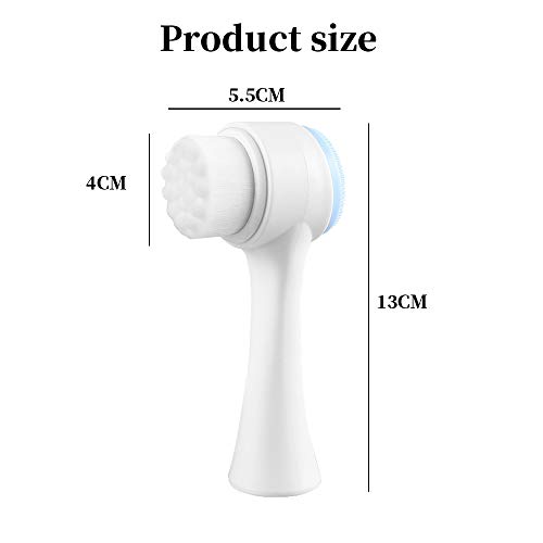 Double Sides Face Brush, 3D Stand Vertical Silicone Facial Wash Brush, 2 In 1 Facial Cleansing Brush Manual Dual-Action Face Brush For Acne, Clogged Enlarged Pores Sensitive Delicate, Dry Skins (Blue) #TOP5