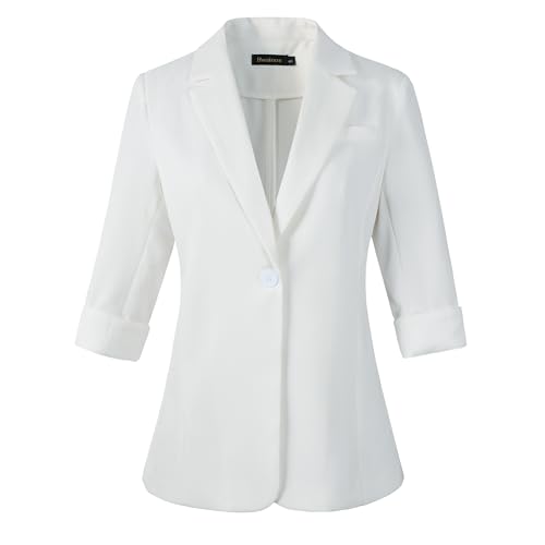 Beninos Womens 3/4 Sleeve Blazers Business Casual Solid Lightweight Suit