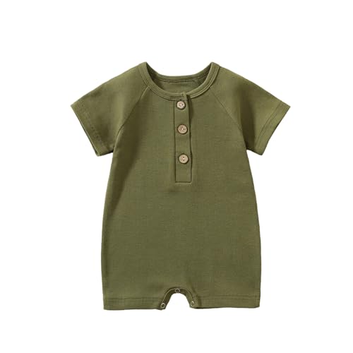 Jomixa ベビーロンパース – コットン新生児服、半袖ユニワンジー, ダークグリーン, 6-12 Monthsの商品画像（Amazon）