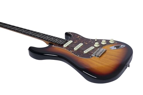Eko Guitars – Chitarra Elettrica ST‑400, Corpo Pawlonia, Manico Acero, Tastiera Laurel, 3 Pickup Single‑Coil, Ponte Vintage Tremolo, 22 Tasti, Colore Sunburst - 3