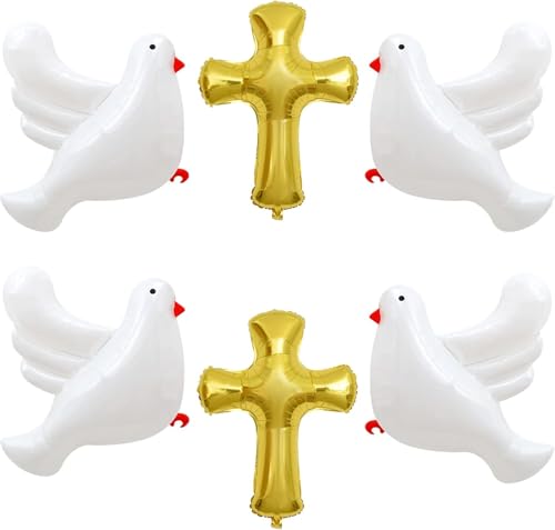 ballon de Communion, 6 Pièces decoration Croix, Colombe, Aluminium Colombe, pour Communion decoration