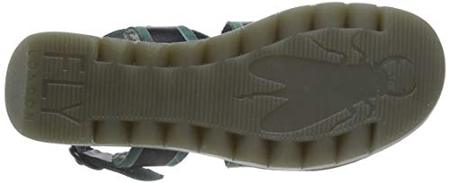 Fly London Women's Yaze605Fly Open Toe Sandals, Black Black Green 000, 8.5 #TOP3