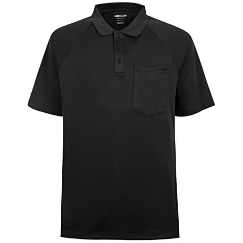 Men's Short Sleeve Moisture Wicking Performance Pocket Polo Shirt, Tall Sizes: M-6XL(4XL,Black) Cover