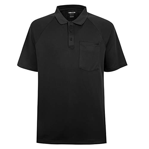Men's Short Sleeve Moisture Wicking Performance Pocket Polo Shirt, Tall Sizes: M-6XL(3XL,Black)