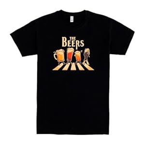 Pampling Camiseta de Manga Corta, 100% Algodón, Ropa Unisex para Hombres y Mujeres en 5 Tallas, Camiseta Negra, Modelo The Beers
