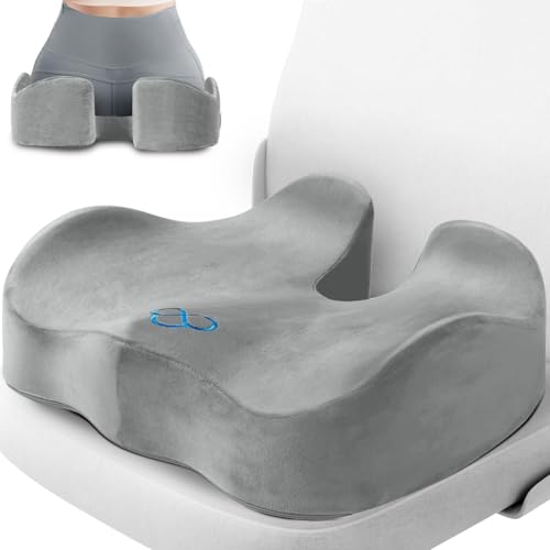 CushyOasis Seat Cushion, Gel Memory Foam Office Chair Cushions, (Light Grey)