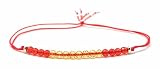 Diseño muy resistente Pulsera de hilo bandera española mujer ajustable plata de primera ley 925 y cristal checo (Rojo)