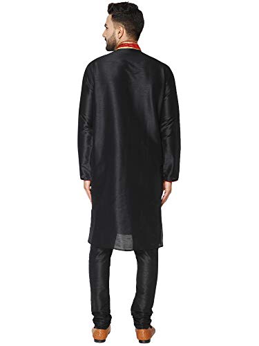Image of SKAVIJ Men's Art Silk Embroidered Kurta Pajama Set Woven Design Festive Party Dress