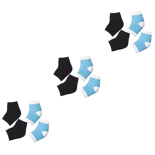 BESPORTBLE 3sets Gel Ankle Socks Heel Protection Socks Anti-Crack for (Sky Blue) 2pairs*3